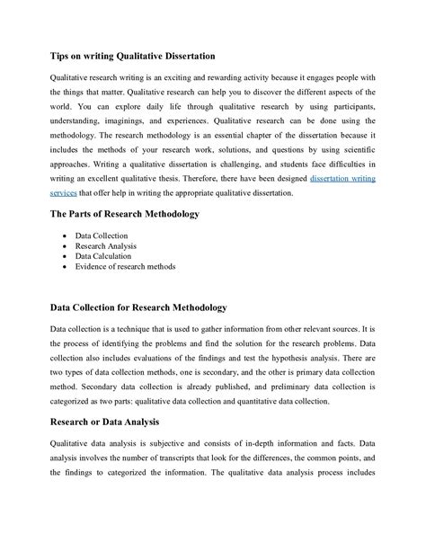 Tips for a qualitative dissertation .